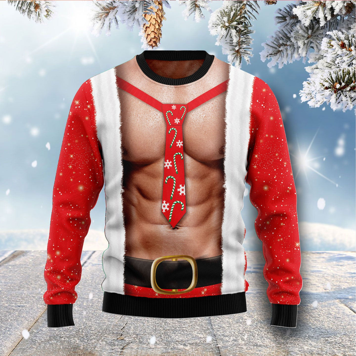 Funny Six Pack Muscle Ugly Christmas Sweater