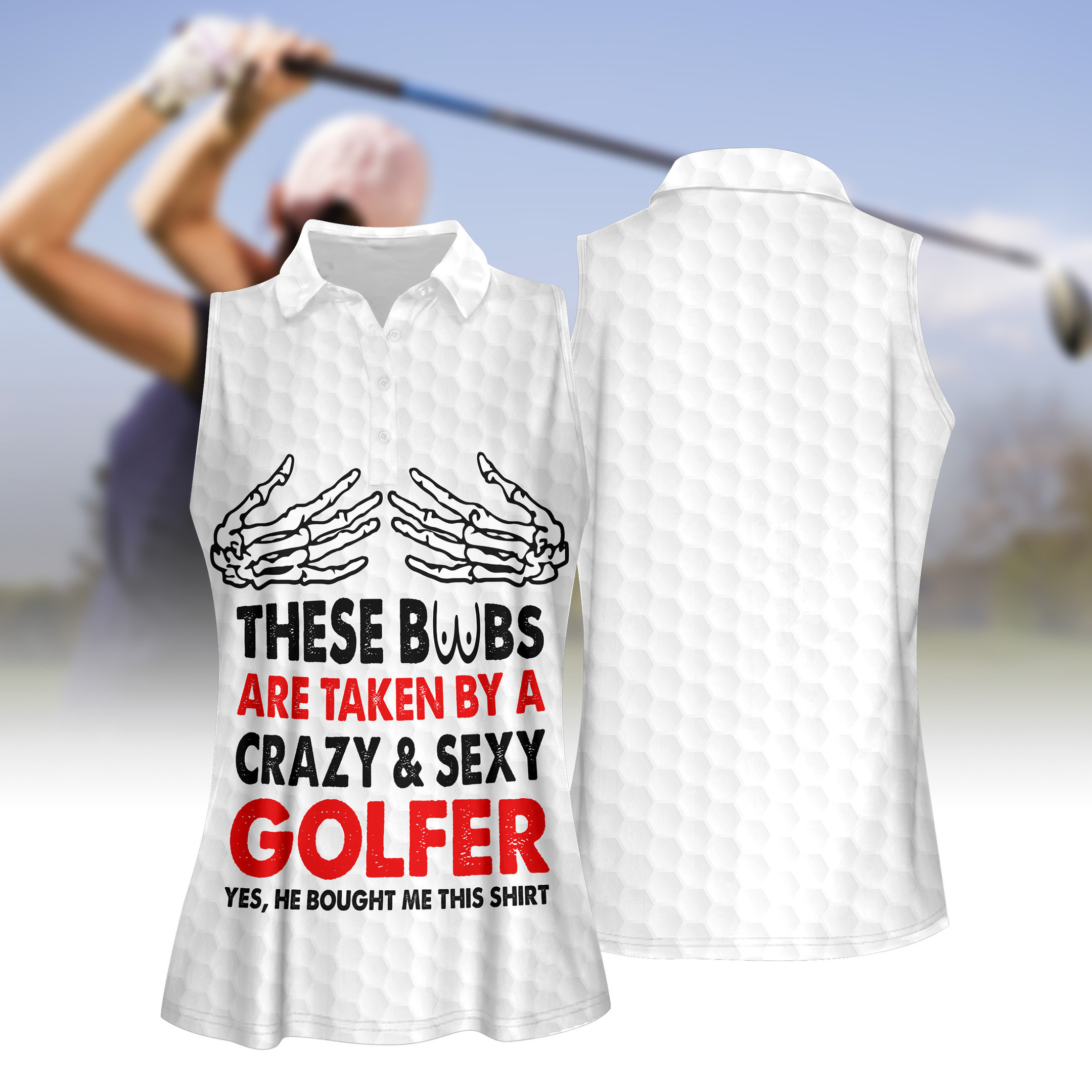 Funny Skeleton Hand Taken By Golfer Women Short Sleeve Polo Shirt Sleeveless Polo Shirt