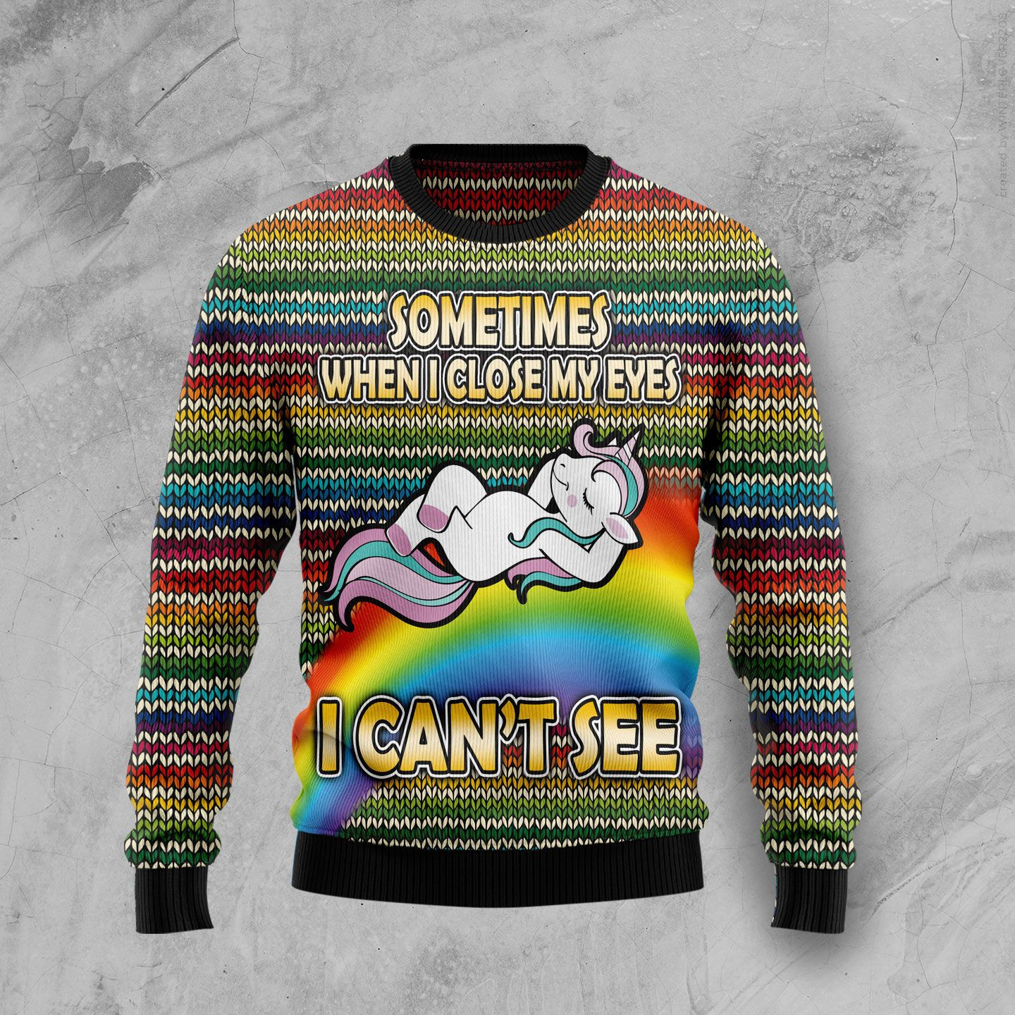 Funny Unicorn Sometimes When I Close My Eyes Ugly Christmas Sweater Ugly Sweater For Men Women, Holiday Sweater
