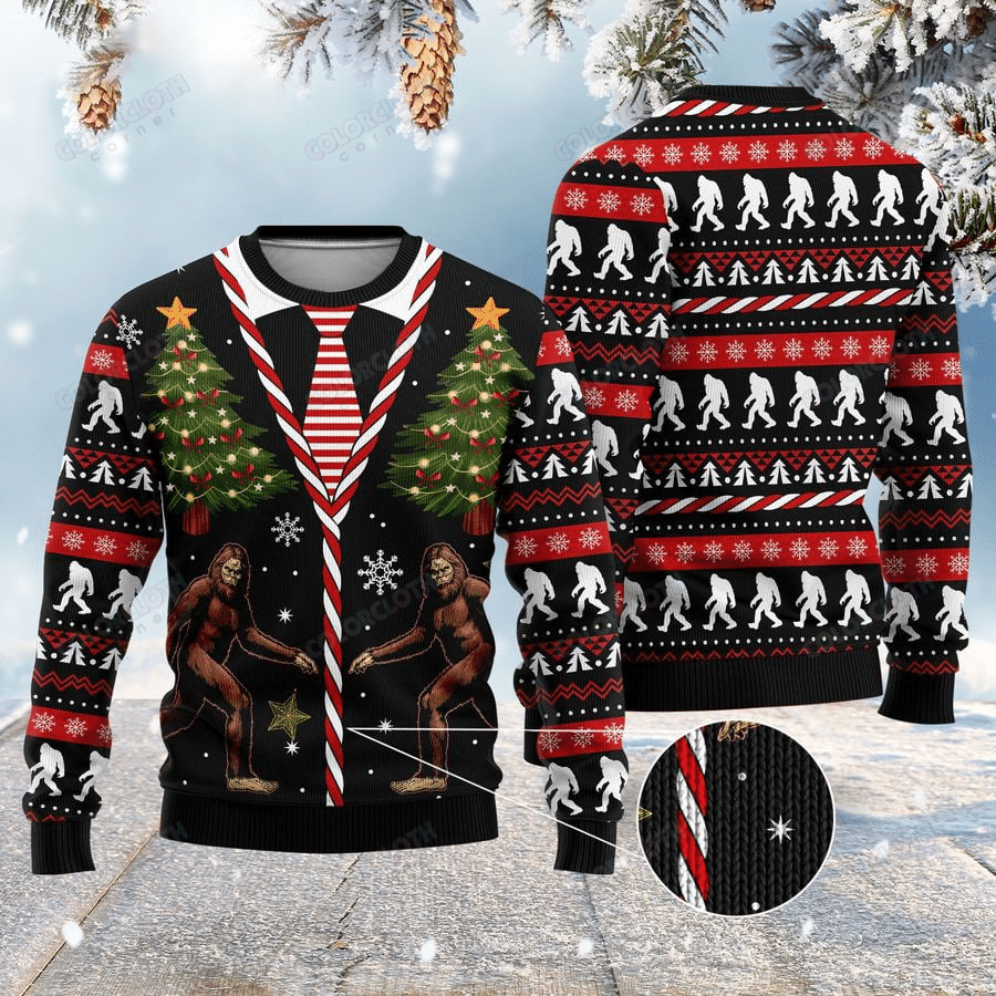 Funny Vintage Bigfoot Ugly Christmas Sweater Ugly Sweater For Men Women