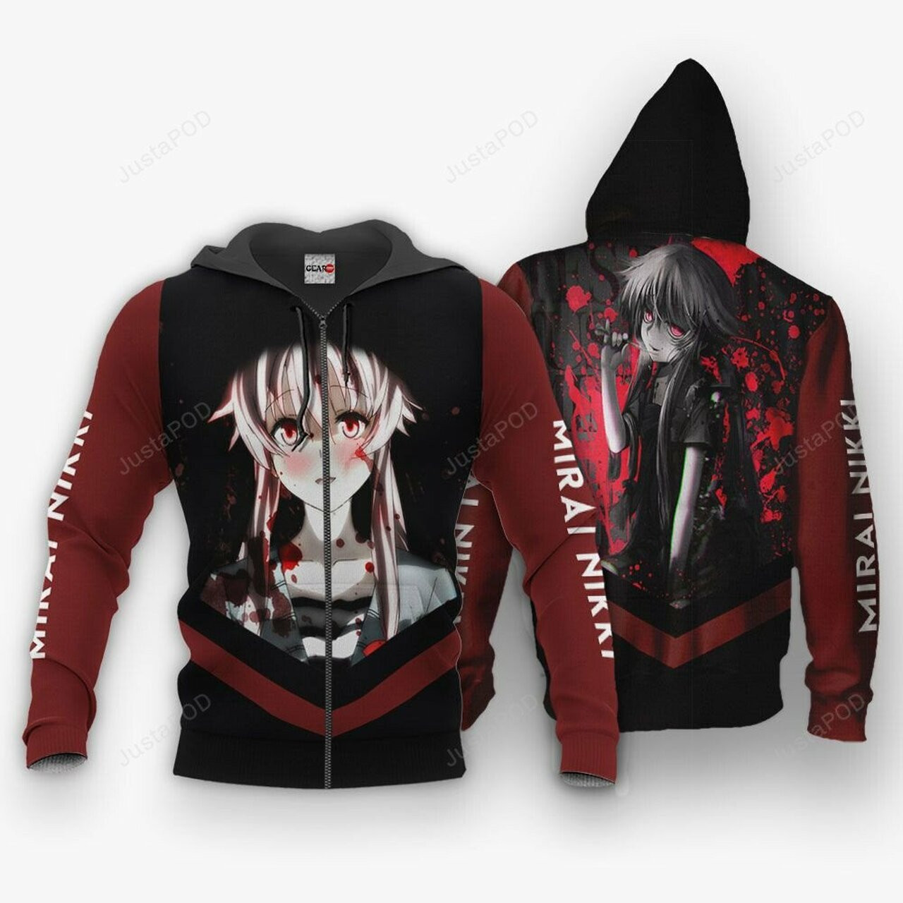 Future Diary Mirai Nikki Yuno Gasai Anime Jacket 3d All Over Print Hoodie