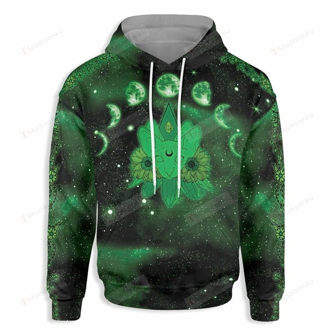 Galaxy Cat And Occult Tree Wicca 3d All Over Print Hoodie