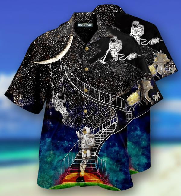 Galaxy Climbing To The Moon Limited - Hawaiian Shirt Hawaiian Shirt For Men