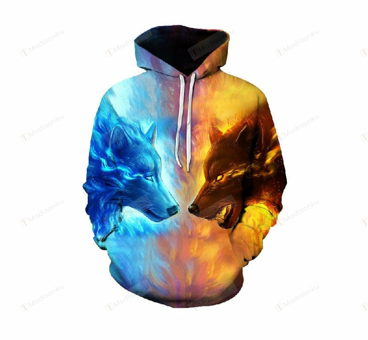 Galaxy Cosmos Wolf Fight 3d All Over Print Hoodie