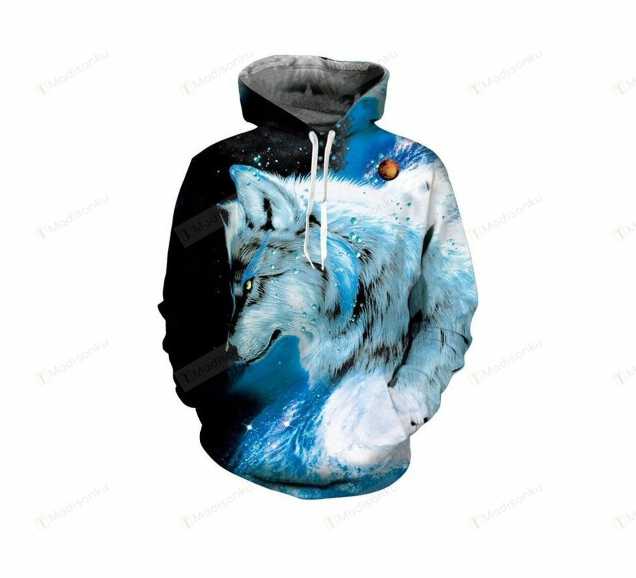 Galaxy White Wolf 3d All Over Print Hoodie