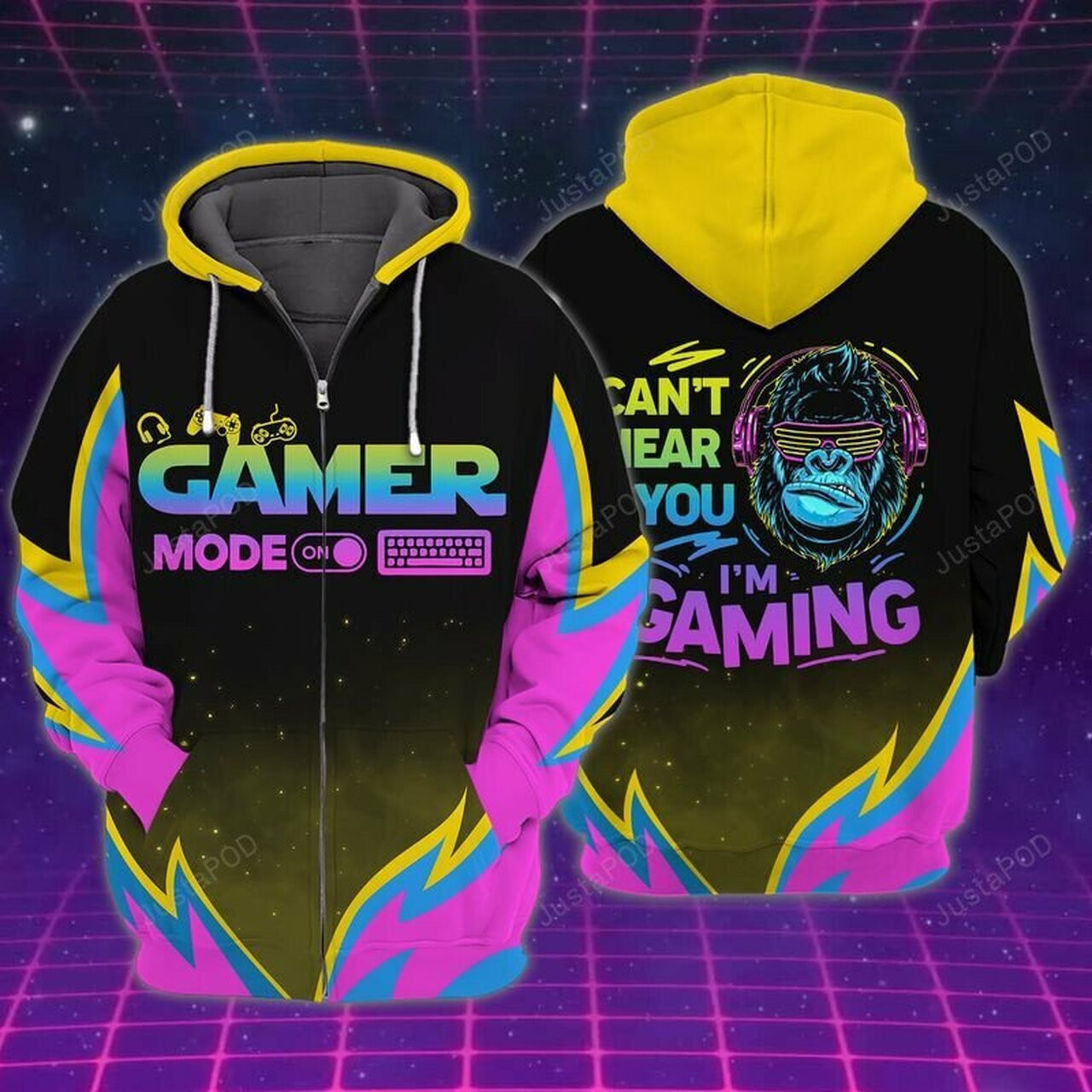 Gamer Monkey Cant Hear You I Am Gaming 3d All Over Print Hoodie