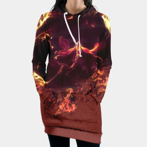 Genryusai Shigekuni Yamamoto Fire Hooded Dress Bleach 3d Hoodie Dress Sweater Dress Sweatshirt Dress Hoodie