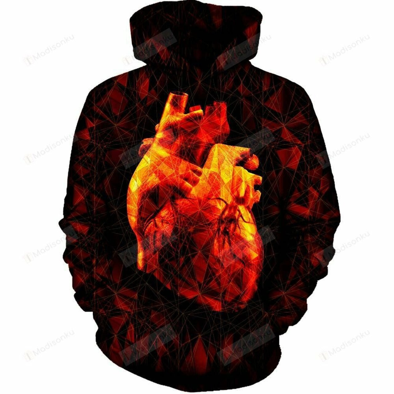 Geometric Heart 3d All Over Printed Hoodie