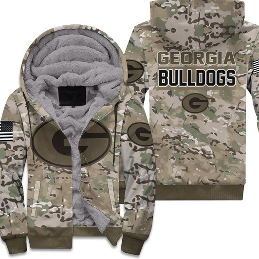 Georgia Bulldogs Camo Pattern 3D Fleece Hoodie