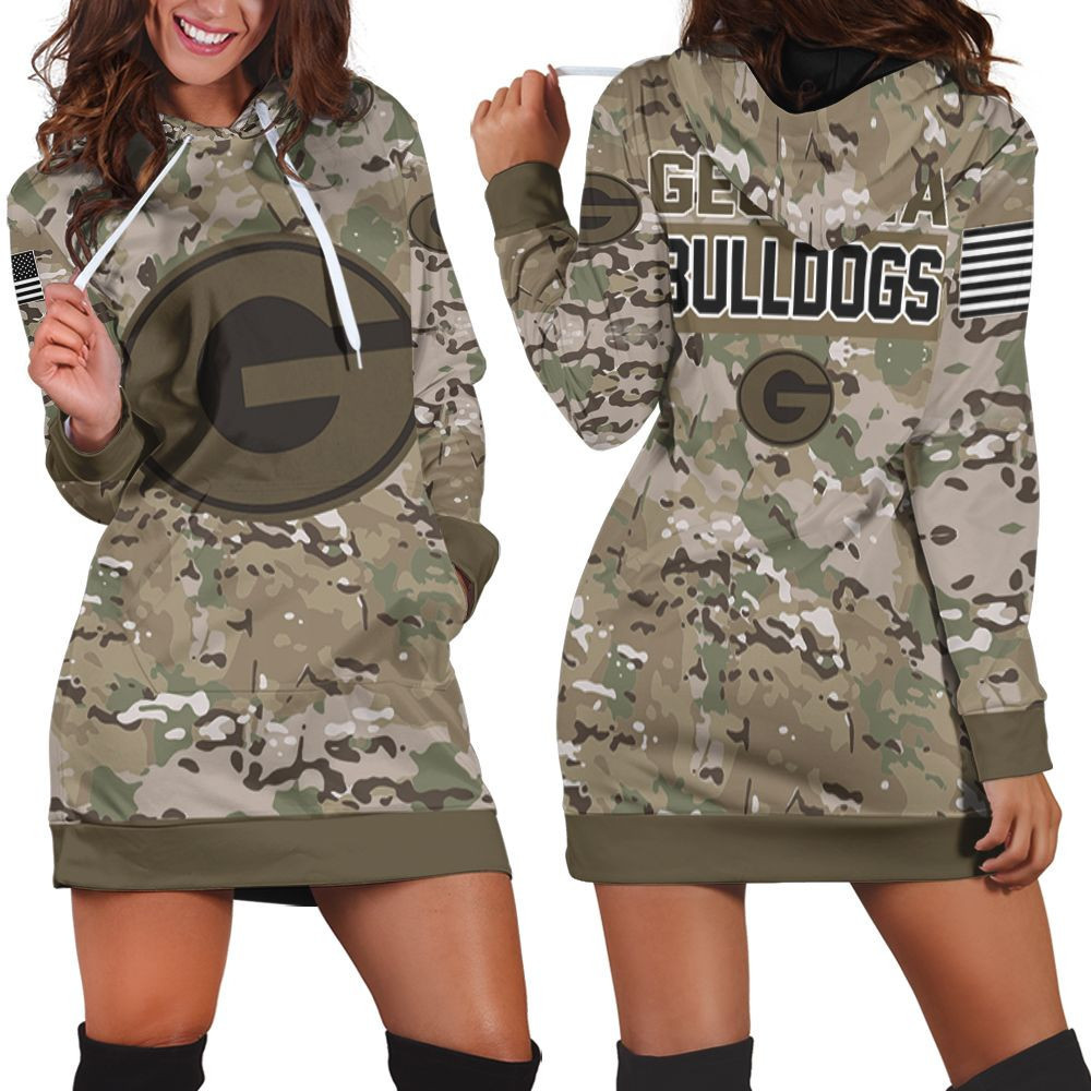 Georgia Bulldogs Camo Pattern 3d Hoodie Dress Sweater Dress Sweatshirt Dress