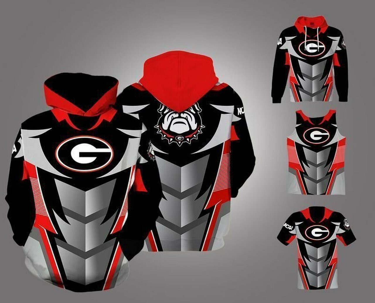 Georgia Bulldogs Ncaa Pullover And Zip Pered Hoodies Custom 3d Graphic Printed 3d Hoodie All Over Print Hoodie For Men For Women
