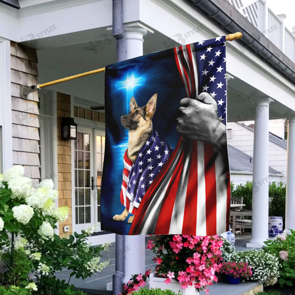 German Shepherd American Patriot Flag Garden Flag House Flag