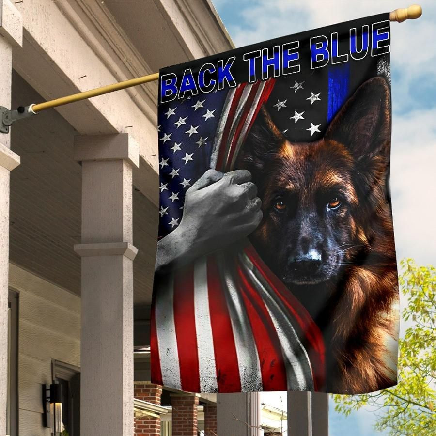 German Shepherd Back The Blue Garden Flag House Flag