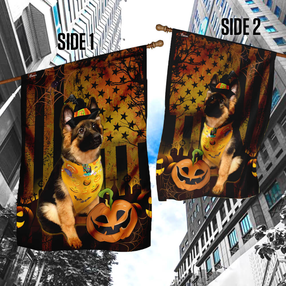 German Shepherd Halloween Flag Halloween Outdoor Decor Fall Yard House Decoration