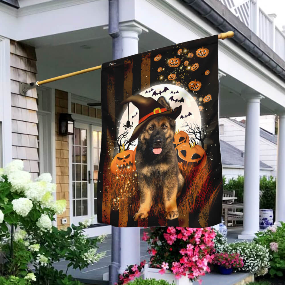 German Shepherd Halloween Flag Halloween Outdoor Decor Fall Yard House Decoration