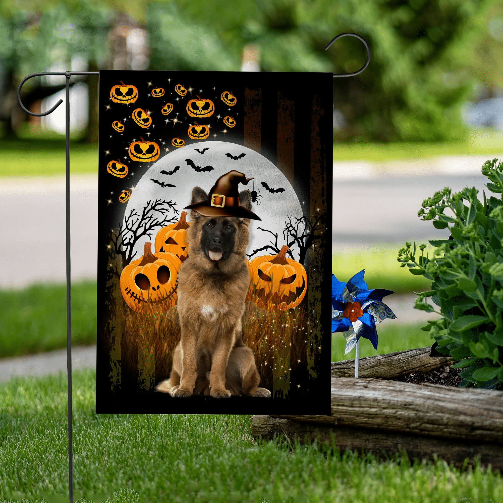 German Shepherd Happy Halloween Garden Flag House Flag