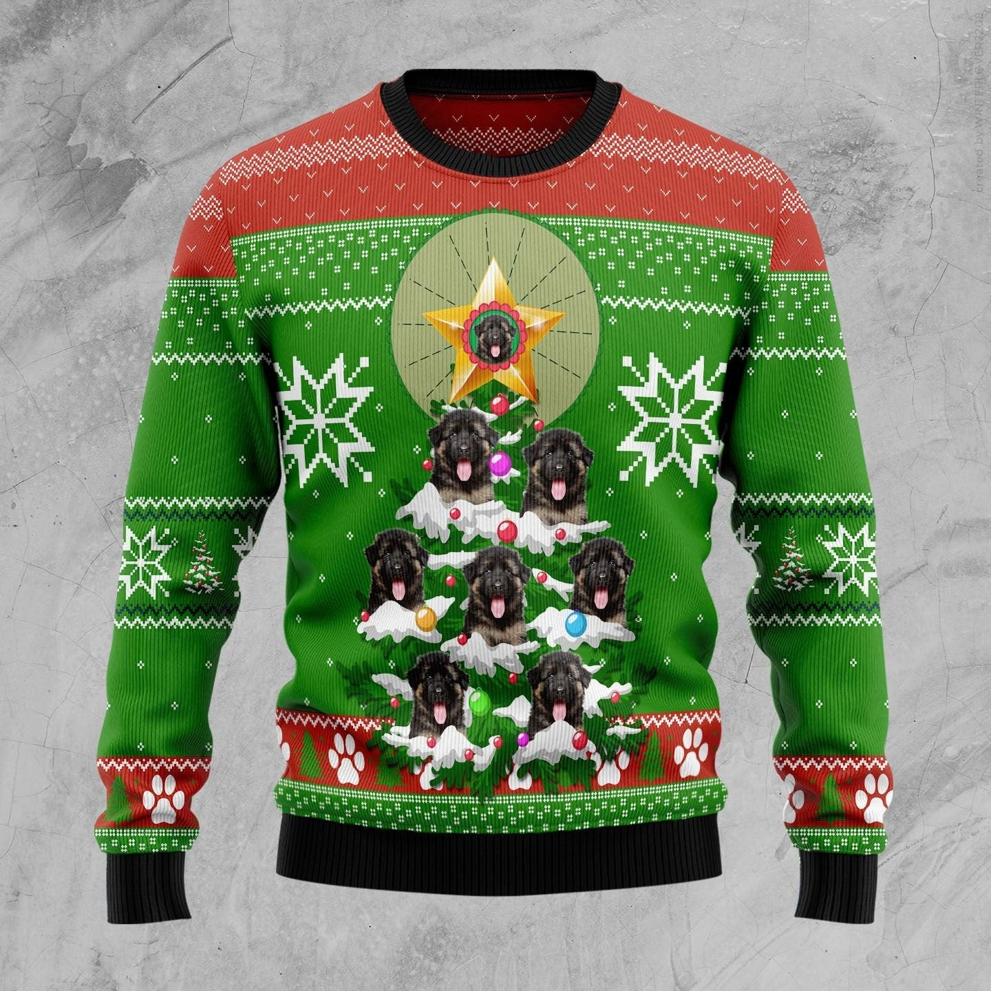 German Shepherd Pine Ugly Christmas Sweater Ugly Sweater For Men Women