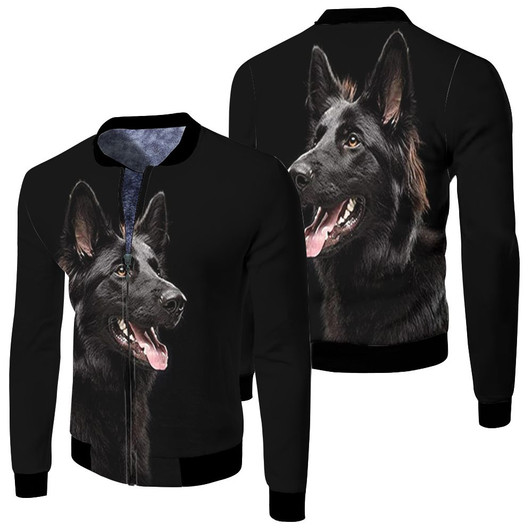 German Shepherd Posture For Dog Lovers Fleece Bomber Jacket