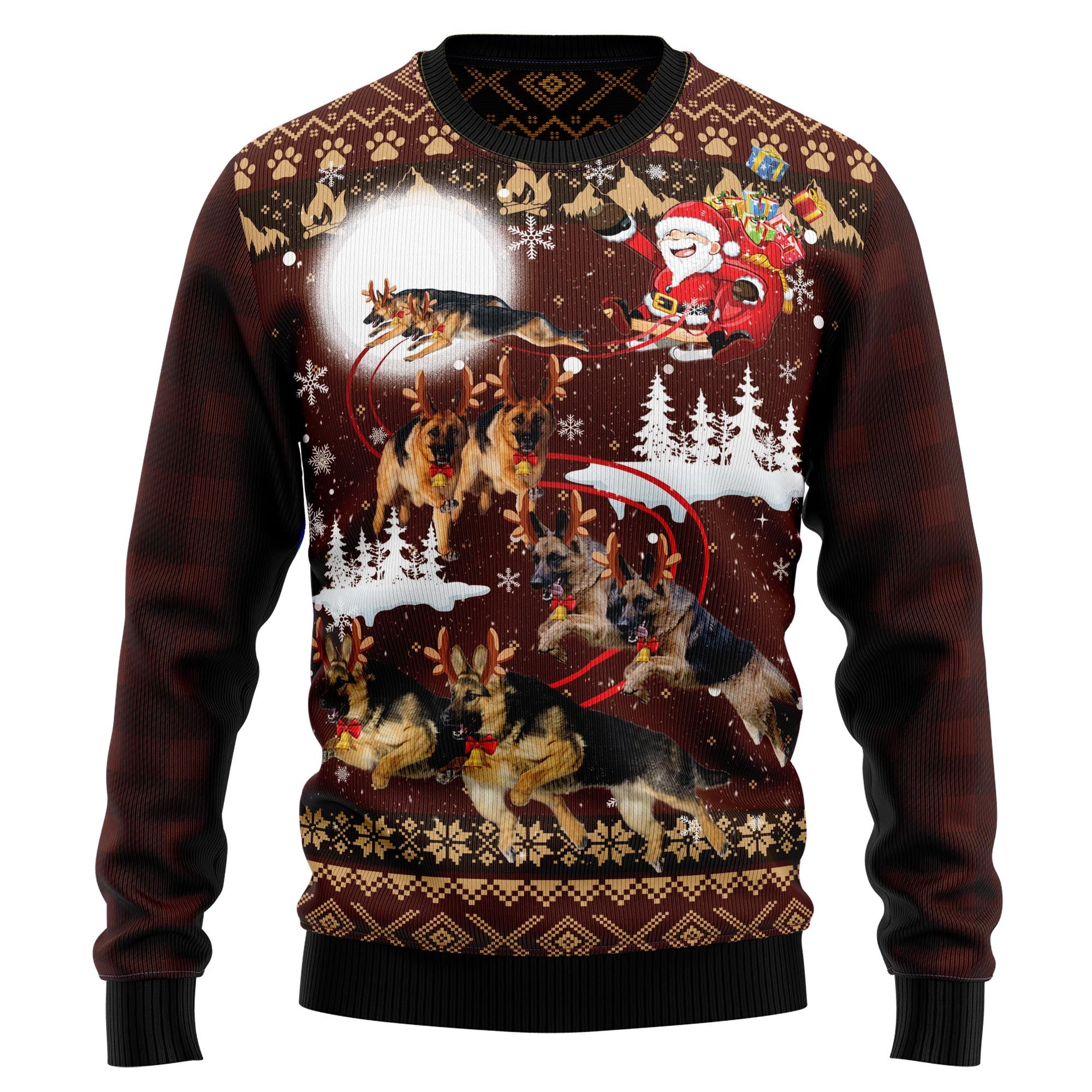 German Shepherd Reindeers Car Ugly Christmas Sweater