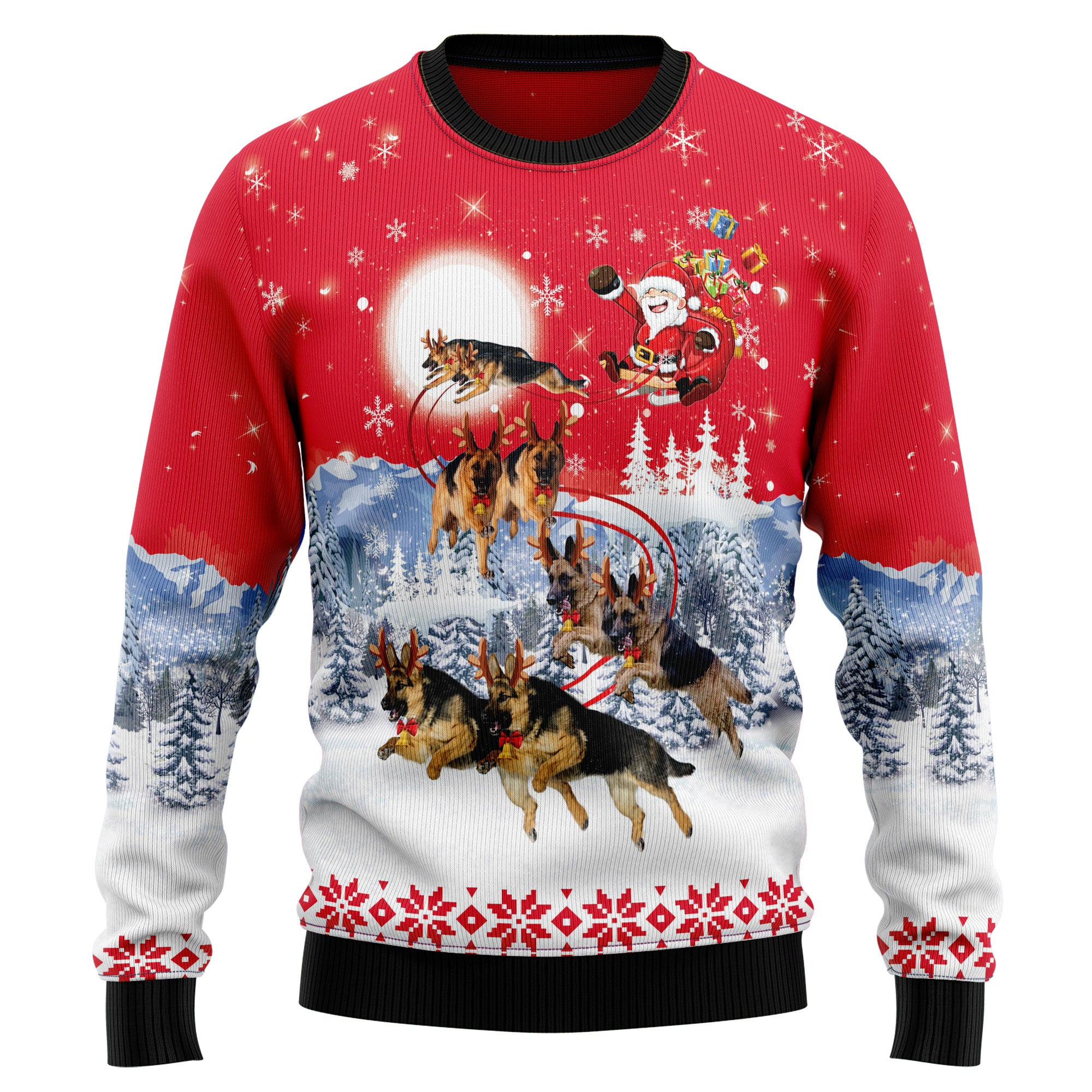 German Shepherd Santa Claus Ugly Christmas Sweater