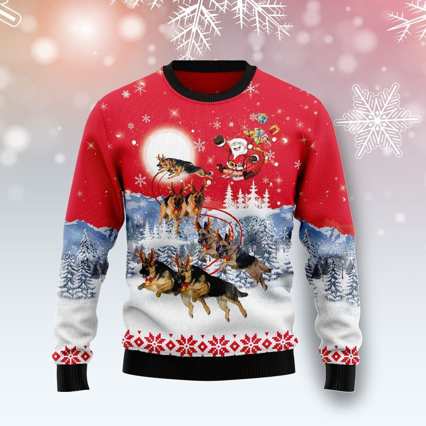German Shepherd Santa Claus Ugly Christmas Sweater Ugly Sweater For Men Women