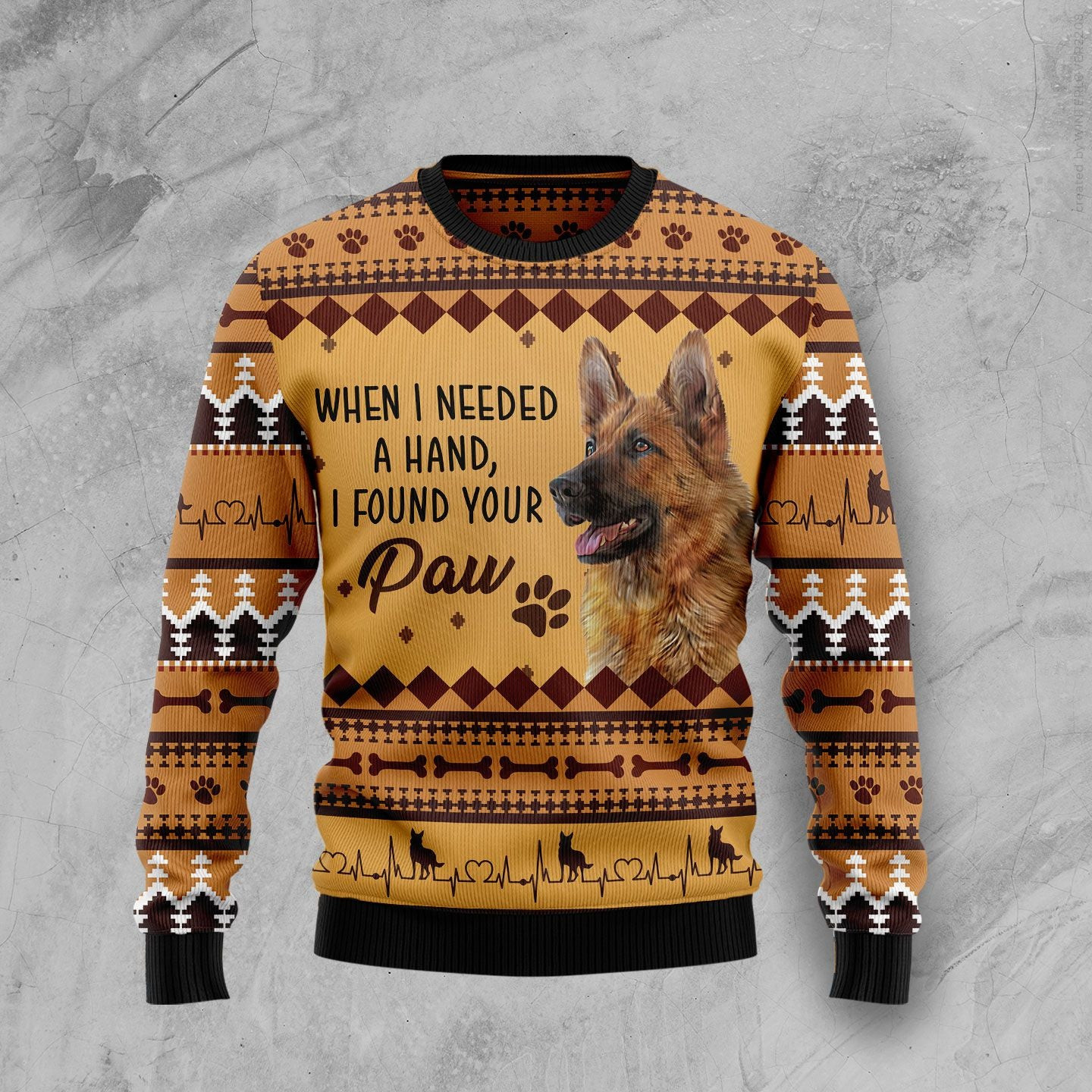German Shepherd When I Need A Hand Ugly Christmas Sweater