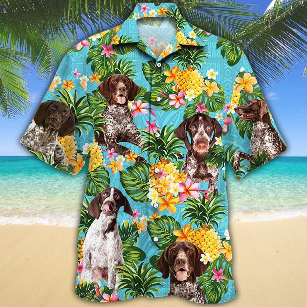 German Shorthaired Pointer Dog Lovers Pineapple Aloha Hawaiian Shirt Colorful Short Sleeve Summer Beach Casual Shirt For Men And Women