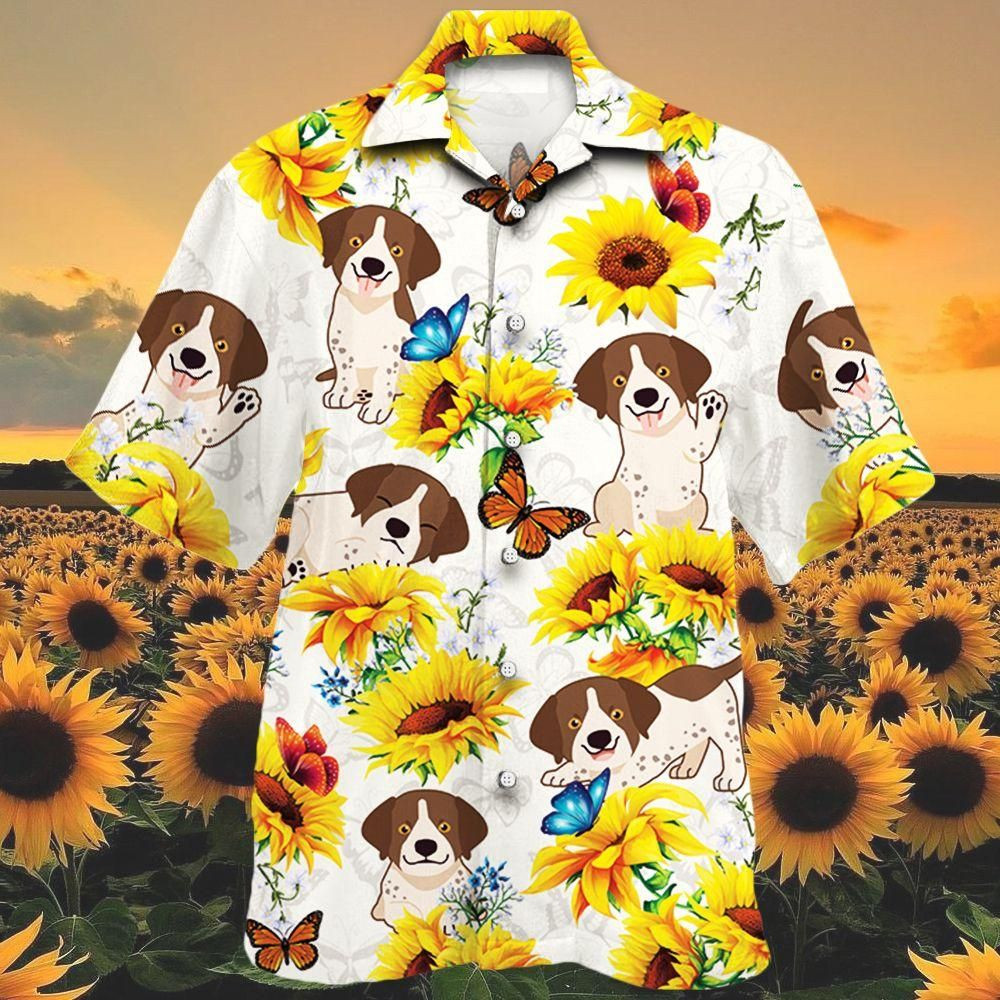 German Shorthaired Pointer Dog Lovers Sun Flower Aloha Hawaiian Shirt Colorful Short Sleeve Summer Beach Casual Shirt For Men And Women