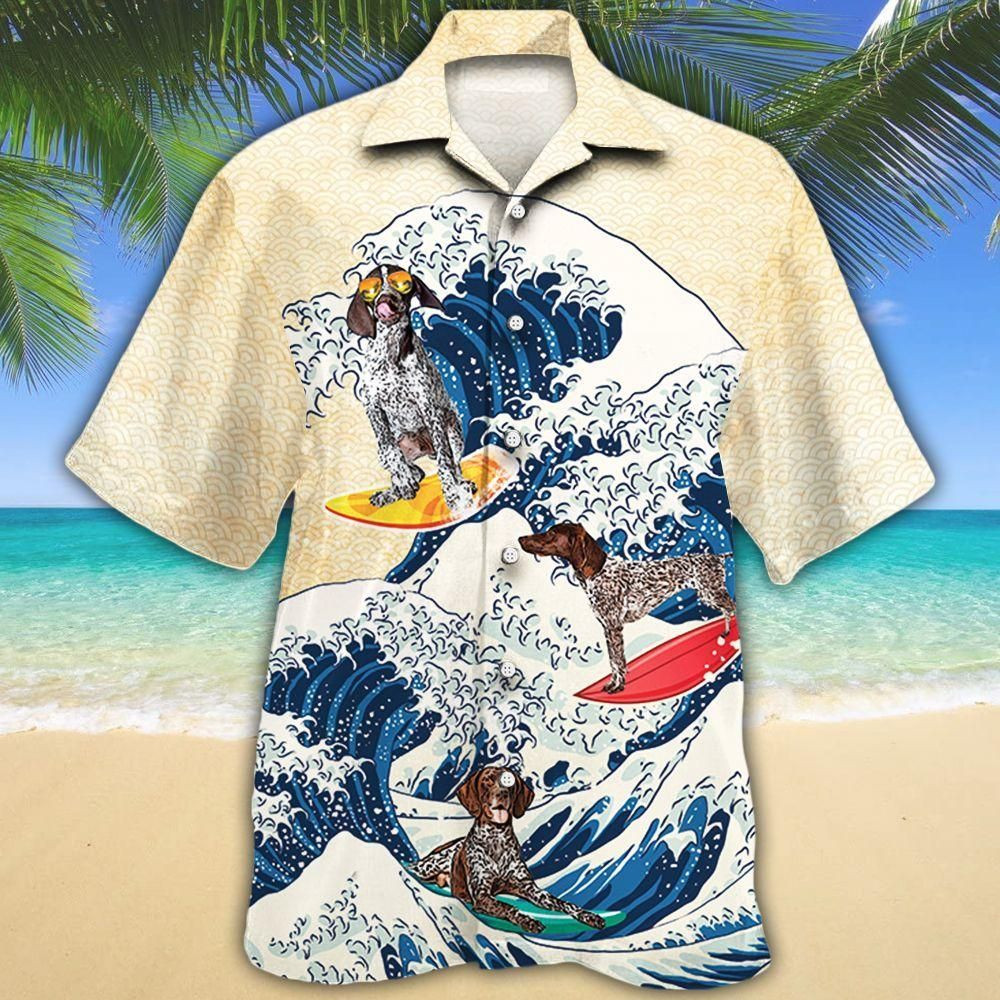 German Shorthaired Pointer Dog Lovers Wave Aloha Hawaiian Shirt Colorful Short Sleeve Summer Beach Casual Shirt For Men And Women