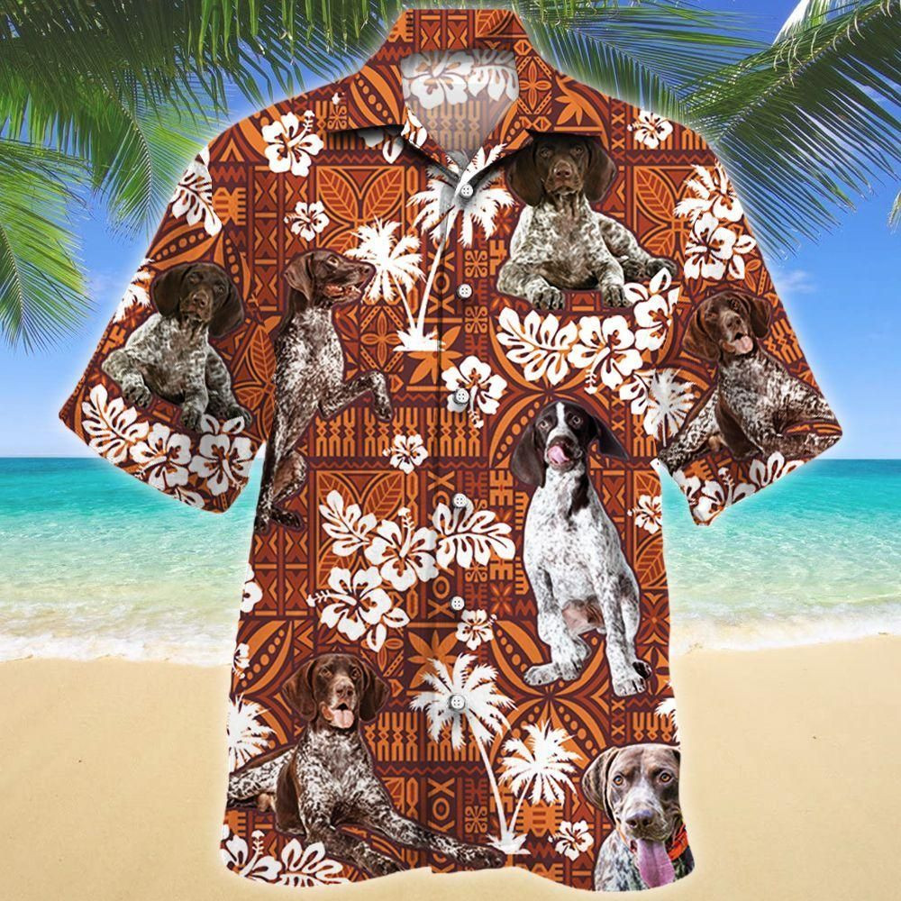 German Shorthaired Pointer Red Tribal Aloha Hawaiian Shirt Colorful Short Sleeve Summer Beach Casual Shirt For Men And Women