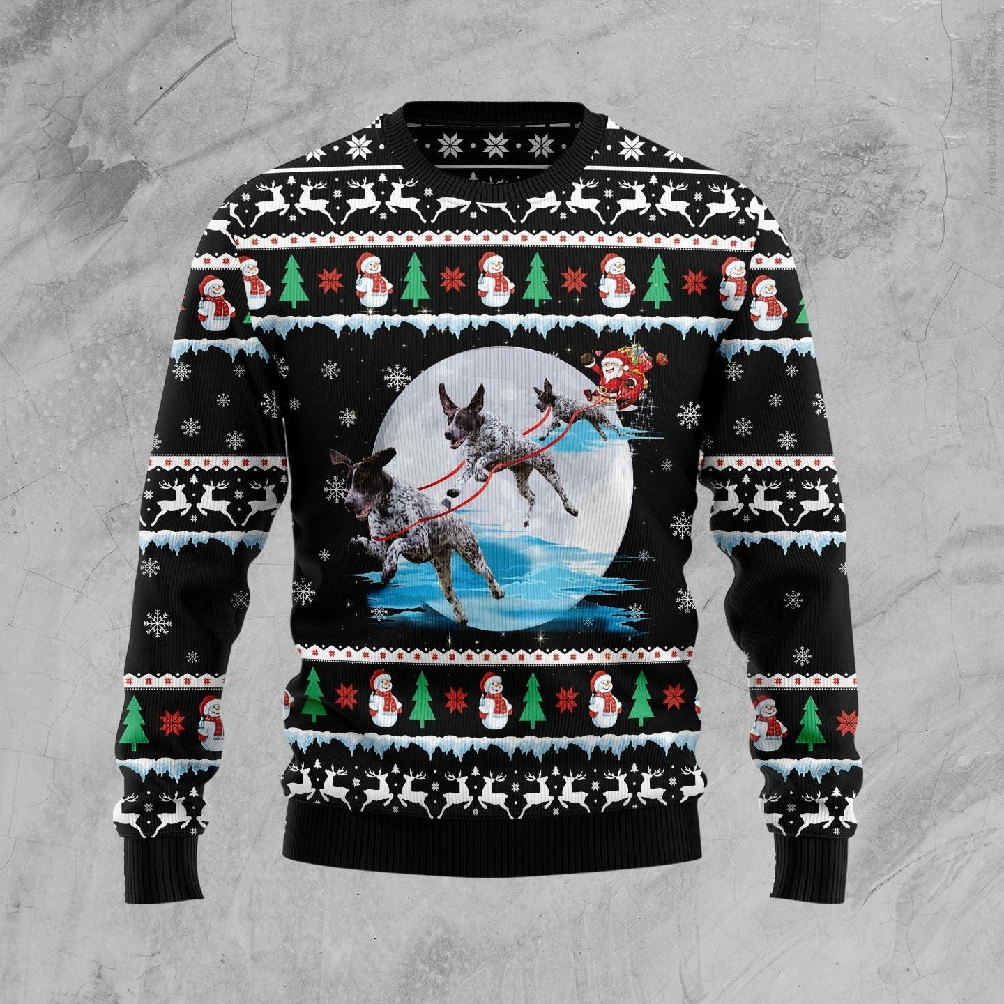 German Shorthaired Pointer Santa On Highway Ugly Christmas Sweater Ugly Sweater For Men Women