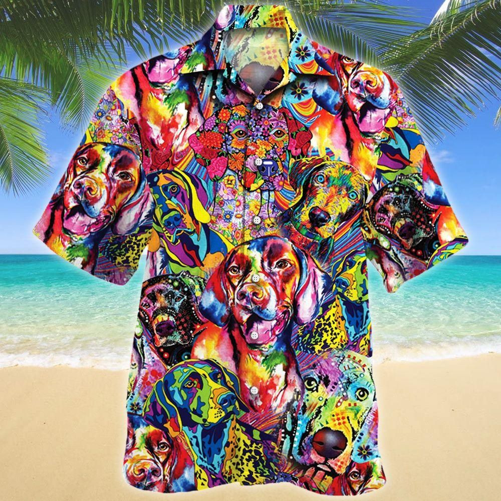 German Shorthaired Pointer Watercolor Aloha Hawaiian Shirt Colorful Short Sleeve Summer Beach Casual Shirt For Men And Women