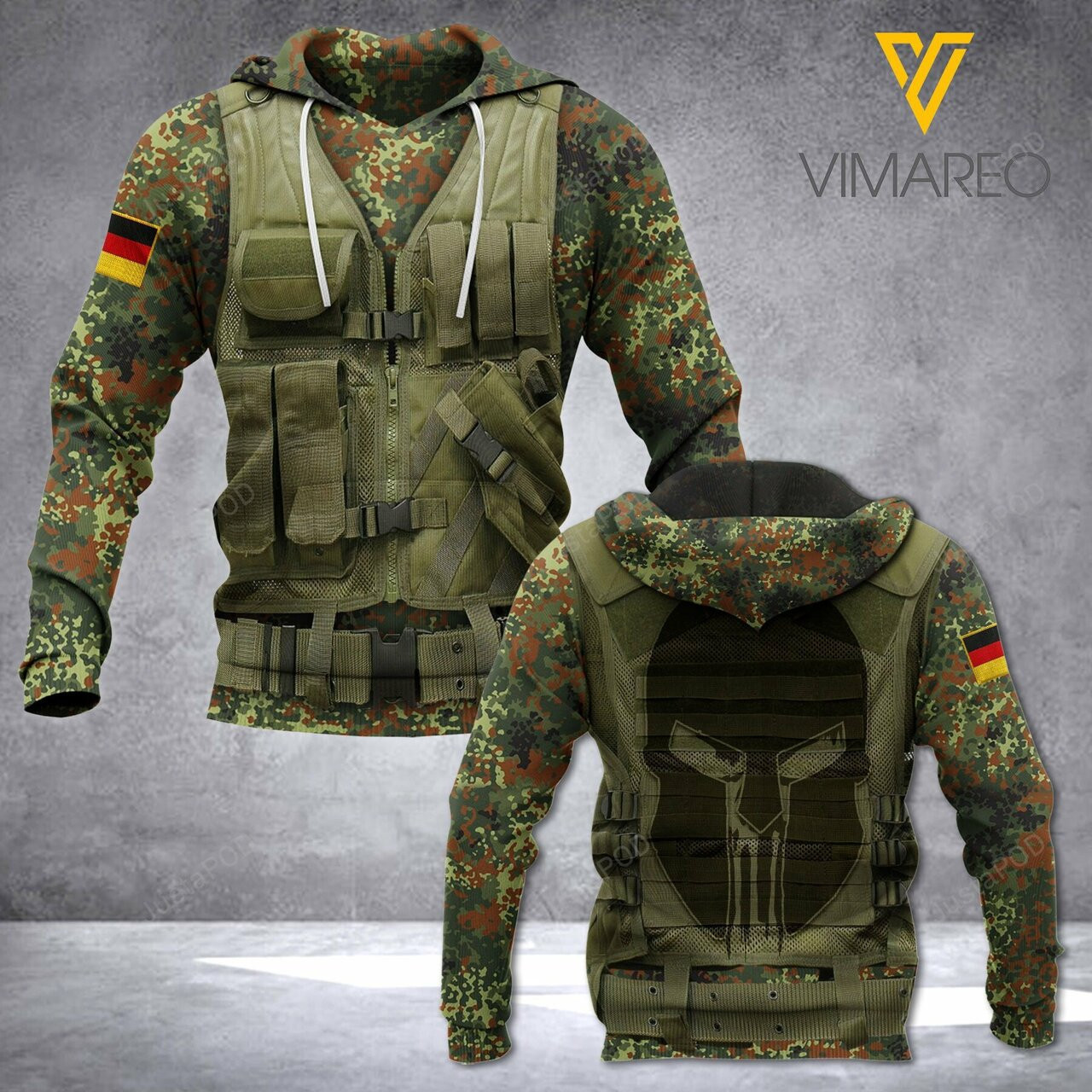 German Soldier Camo 3d All Over Print Hoodie