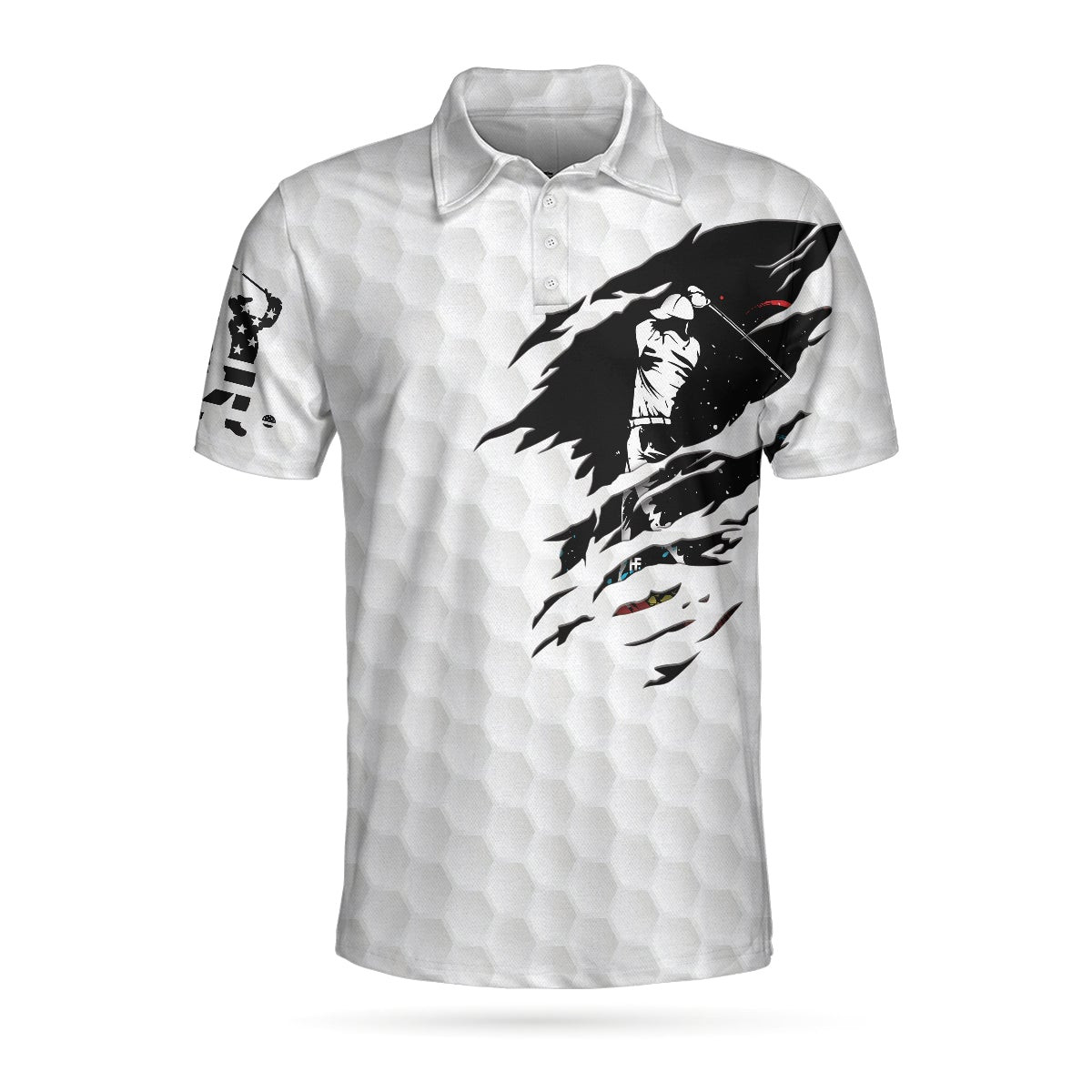 Get Golf Or Get Out American Golfer Polo Shirt German Black And White American Flag Golf Shirt For Men