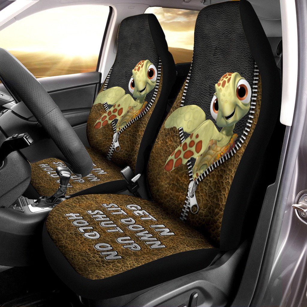 Get In Sit Down Shut Up Hold On - Sea Turtle Car Seat Covers With Leather Pattern Print Universal Fit Set 2 Summer Aloha Shirt
