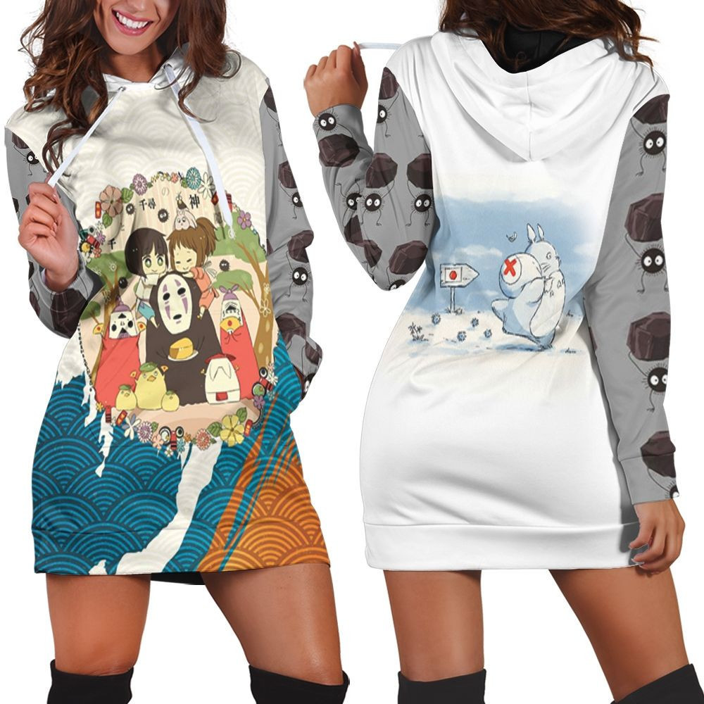 Ghibli Studio Spirited Away Cute Cartoon Animation For Fan Hoodie Dress Sweater Dress Sweatshirt Dress