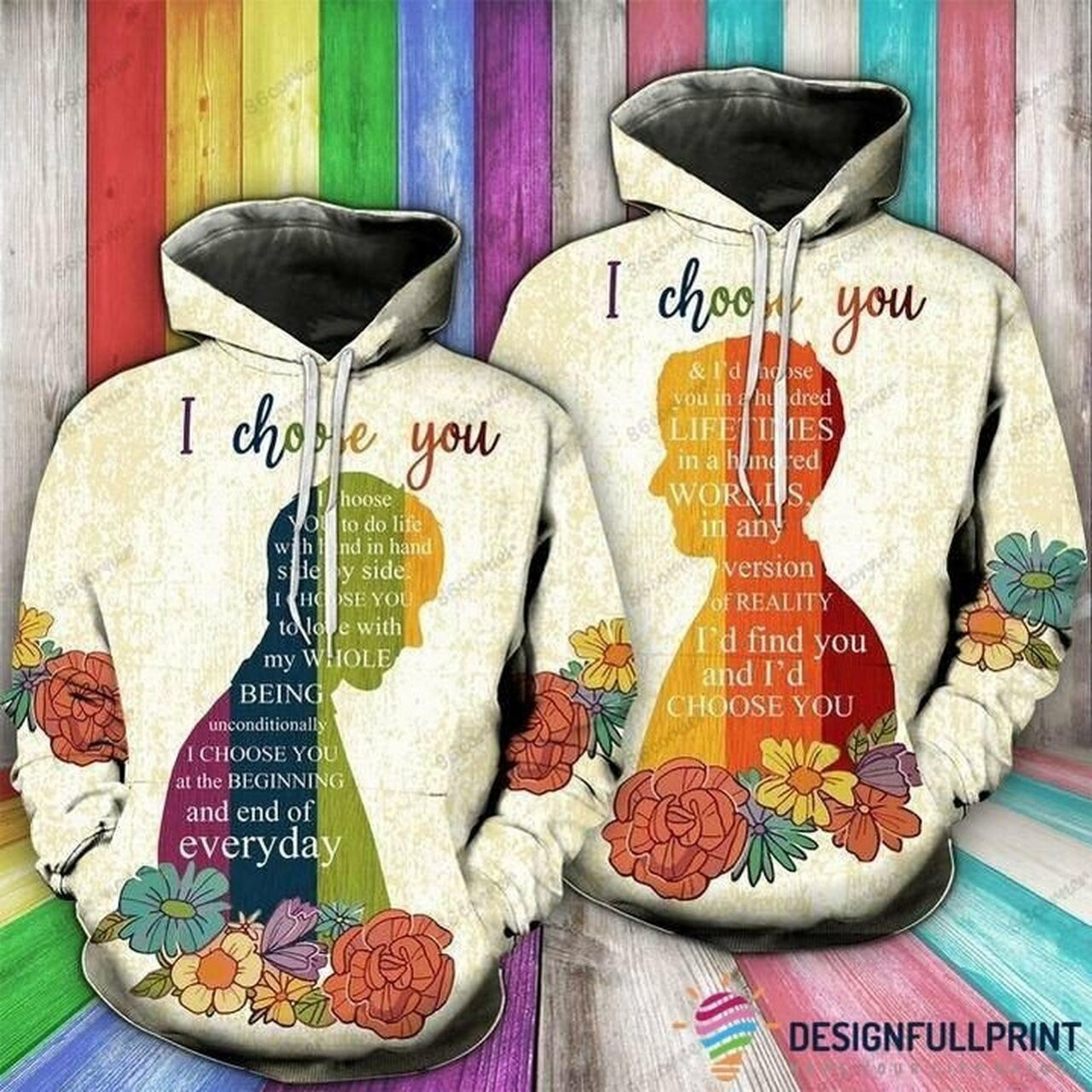 Gift For Lgbt Rainbow Couple I Choose You 3d All Over Print Hoodie