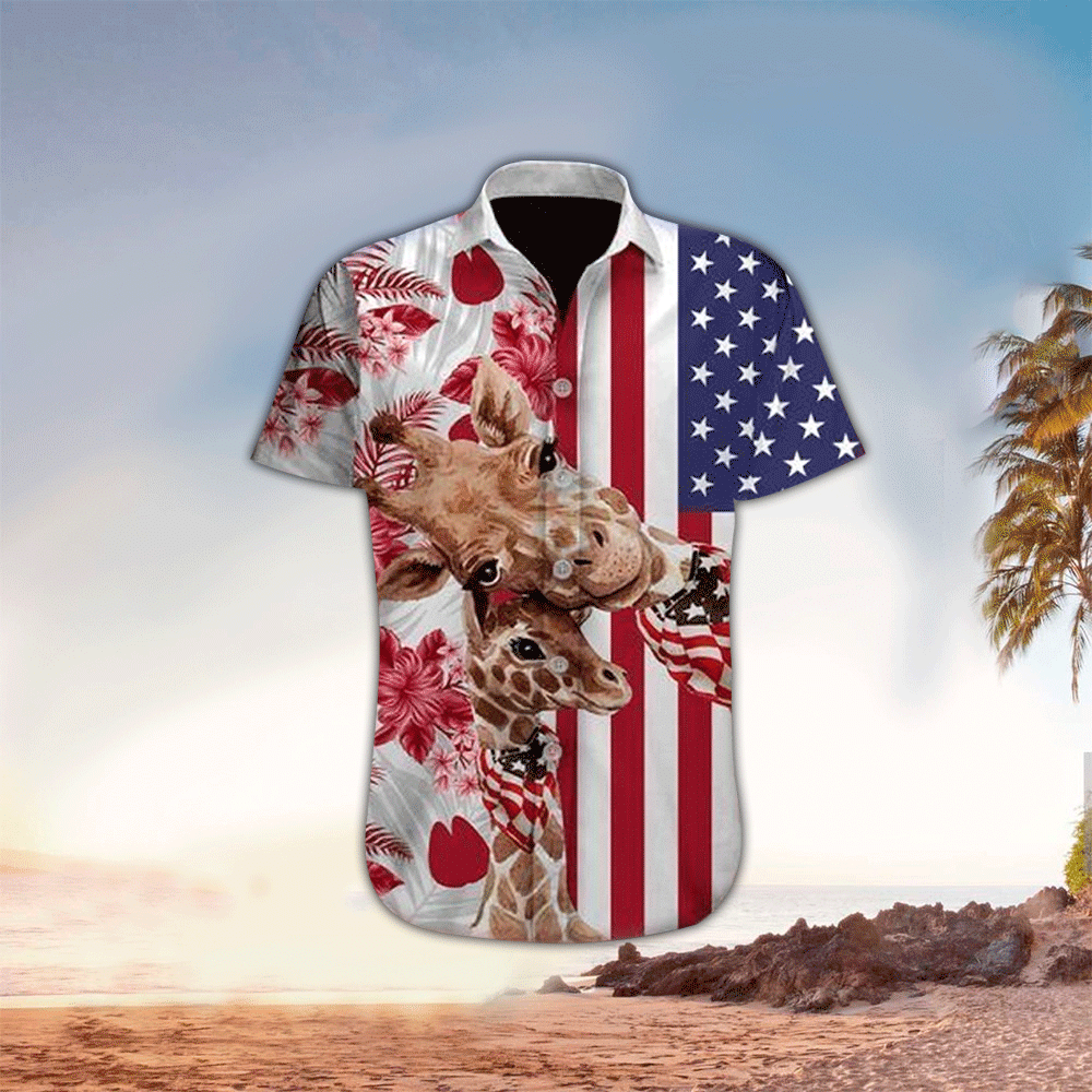 Giraffe Apparel Giraffe Hawaiian Button Up Shirt for Men and Women