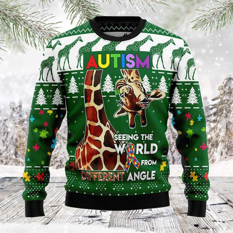 Giraffe Autism Ugly Christmas Sweater Ugly Sweater For Men Women