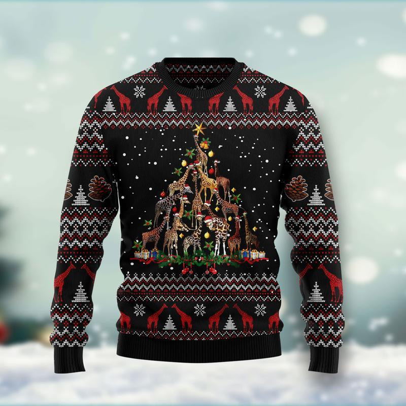 Giraffe Christmas Tree Ugly Christmas Sweater