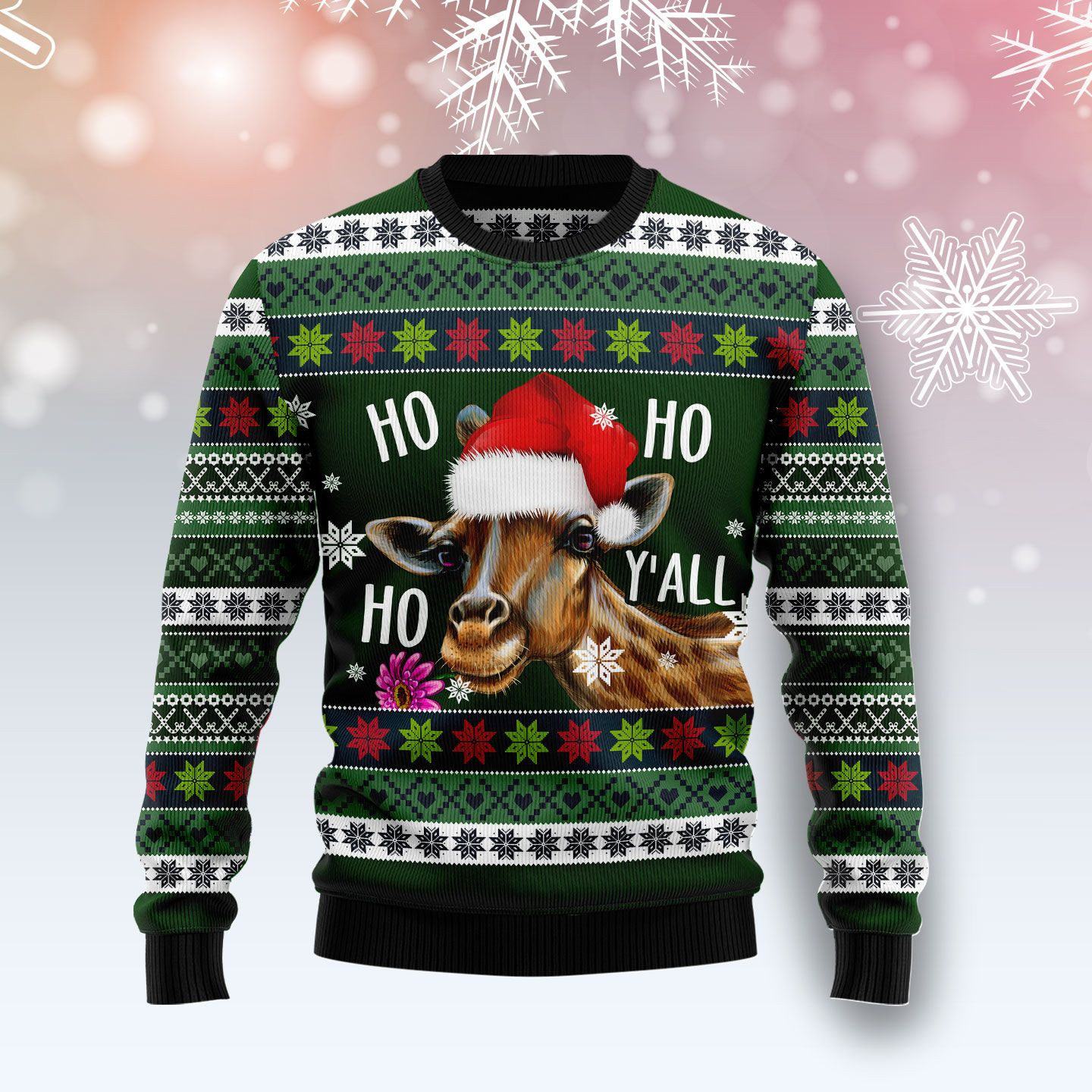 Giraffe Hohoho Yall Ugly Christmas Sweater