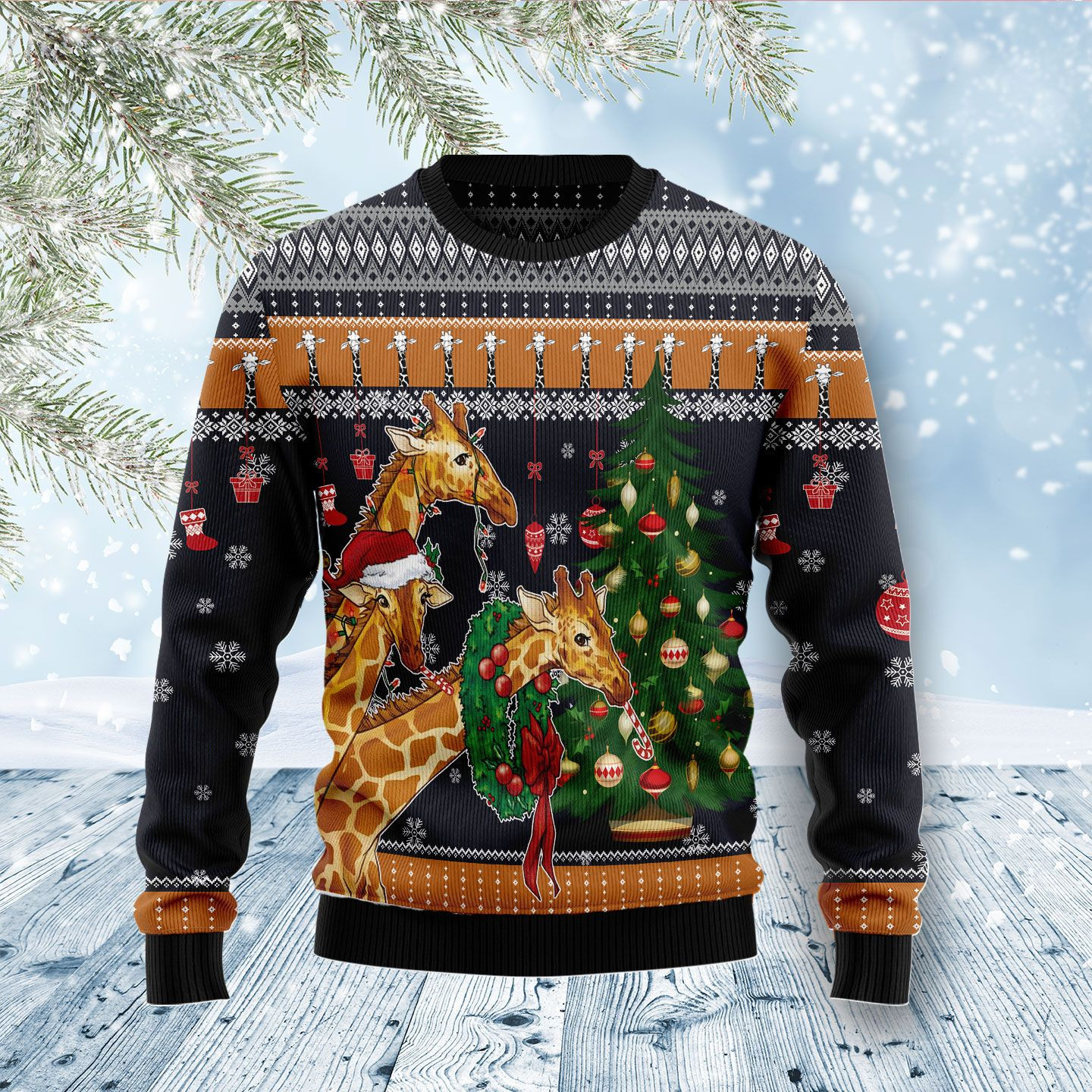 Giraffe Love Christmas Ugly Christmas Sweater Ugly Sweater For Men Women
