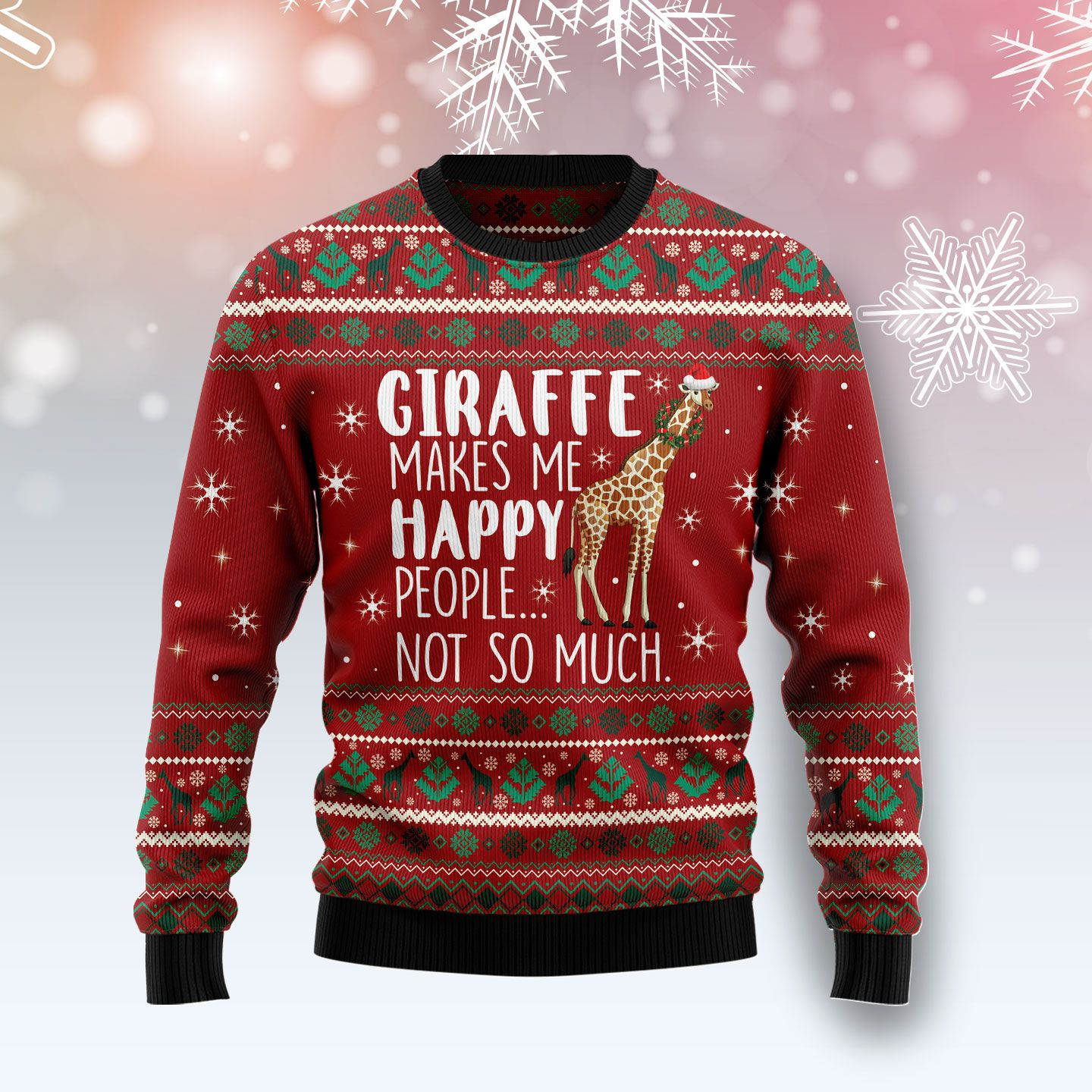 Giraffe Makes Me Happy Ugly Christmas Sweater Ugly Sweater For Men Women