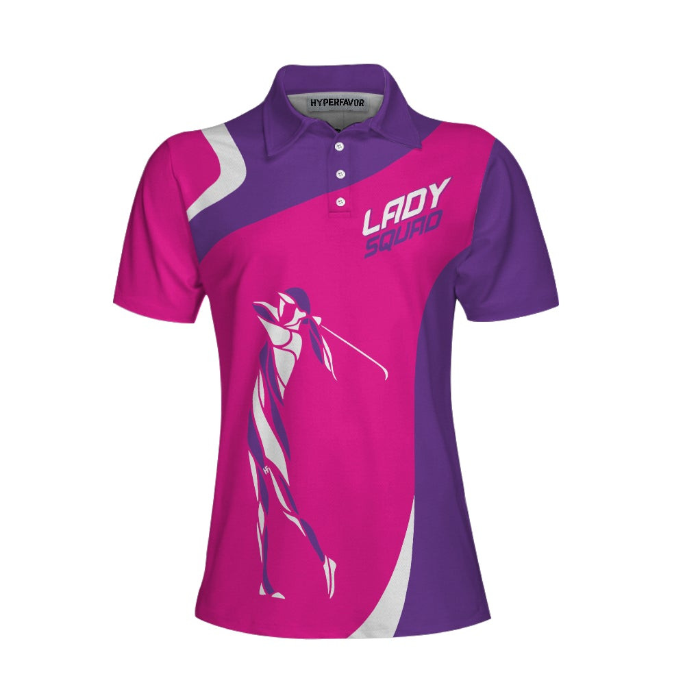 Girl Squad Golf Girl Short Sleeve Women Polo Shirt Purple And Pink Golf Shirt For Ladies Unique Female Golf Gift