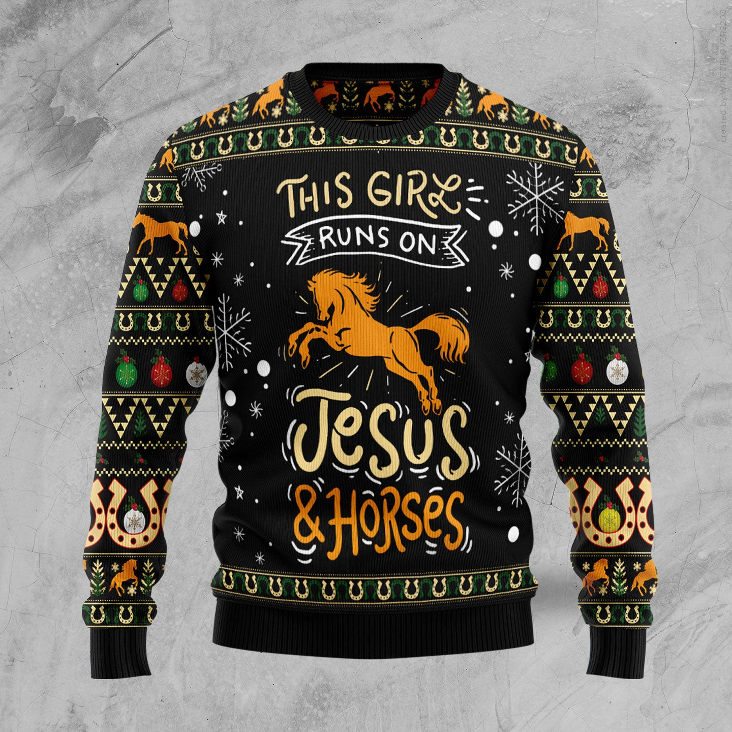 Girls run on jesus and horses Ugly Christmas Sweater, Ugly Sweater For Men Women, Holiday Sweater