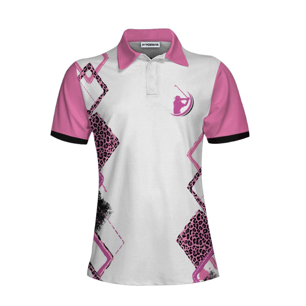 Give This Girl Some Wine  A Golf Club Short Sleeve Women Polo Shirt Best Pink Leopard Pattern Golf Shirt For Ladies