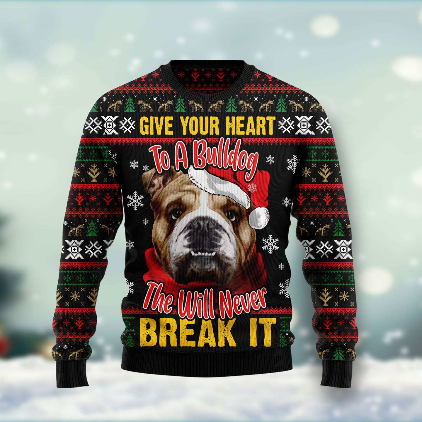 Give Your Heart Bulldog Ugly Christmas Sweater