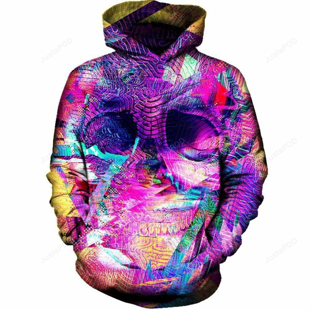 Glitch Skull 3d All Over Printed Hoodie