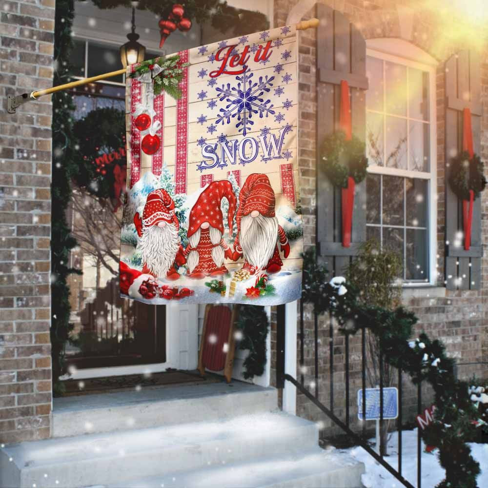 Gnomes Let It Snow Merry Christmas  Garden Flag House Flag