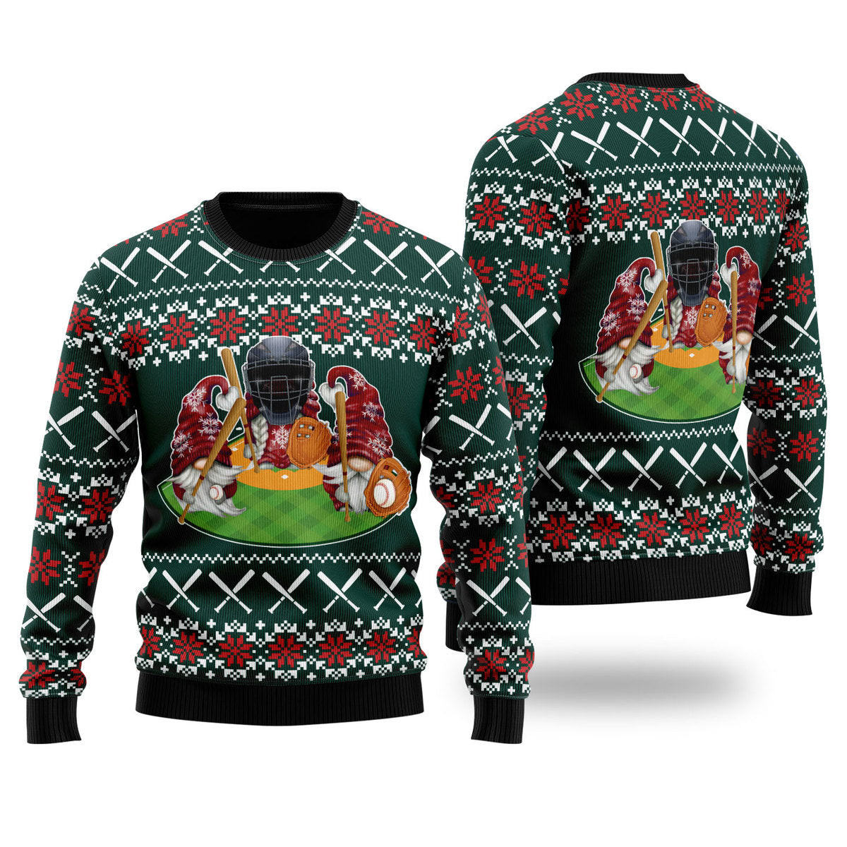 Gnomes Love Christmas Baseball Ugly Christmas Sweater Ugly Sweater For Men Women